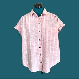 Large Cotton Button Up Top Hi Lo Blouse